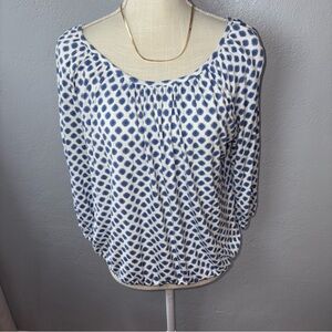 MICHAEL Michael Kors Blue and White Printed Peasant Blouse